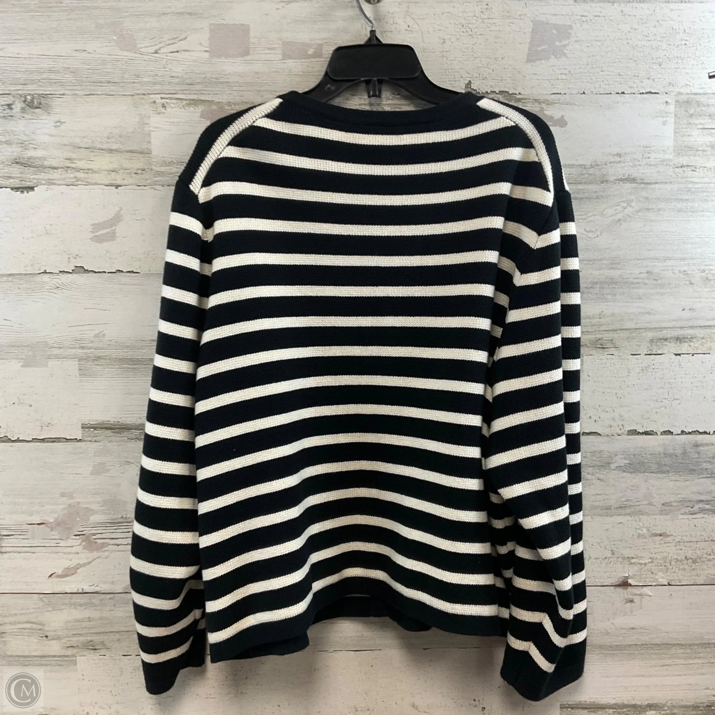 Sweater Cardigan By J. Crew In Black & White, Size: 3x