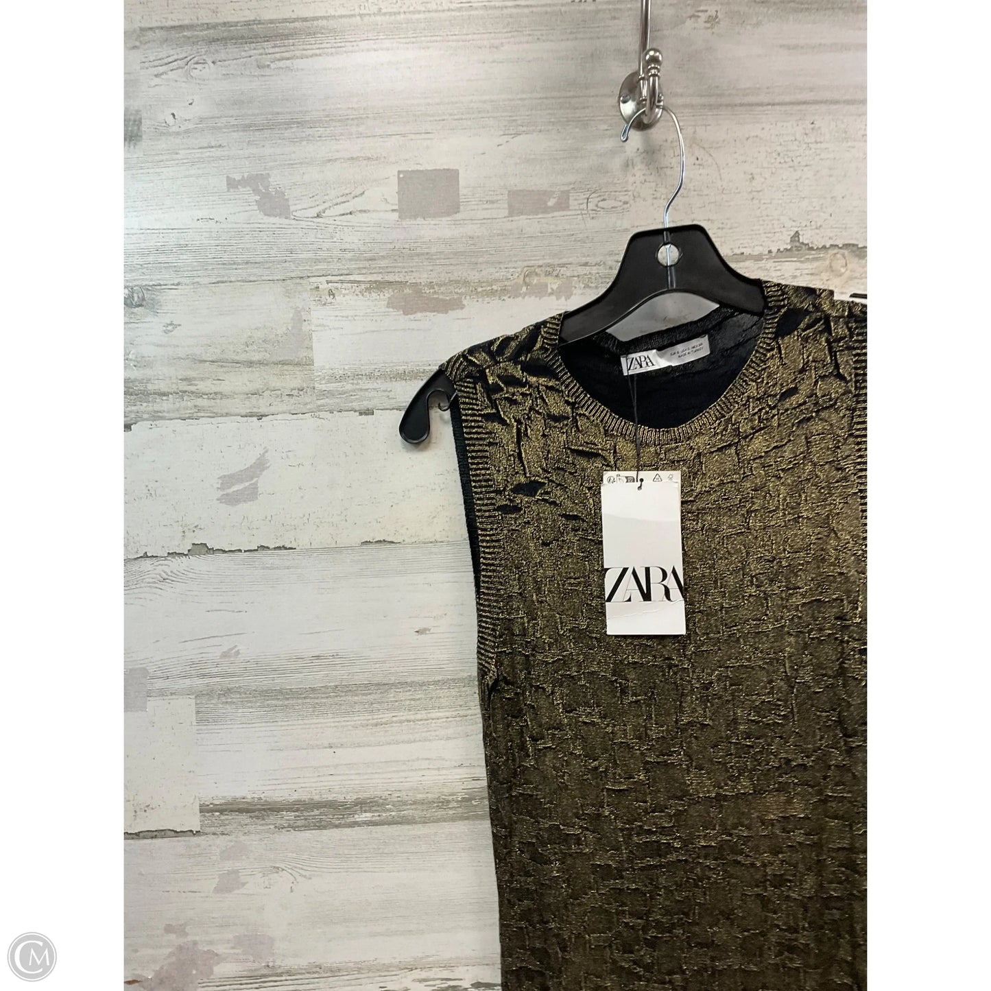 Dress Party Long By Zara In Black & Gold, Size: S