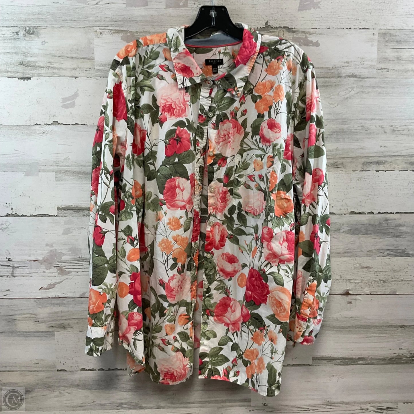 Blouse Long Sleeve By Talbots In Orange & Pink, Size: 3x