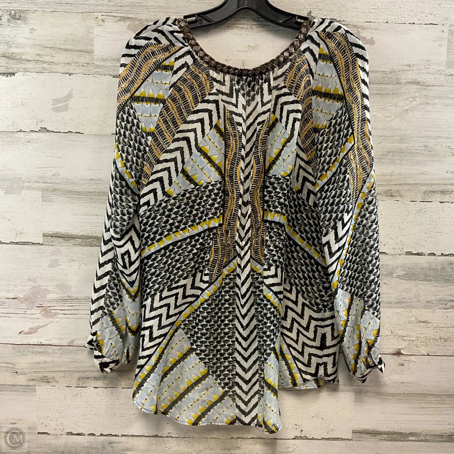 Top Long Sleeve By Hale Bob In Black & White, Size: M