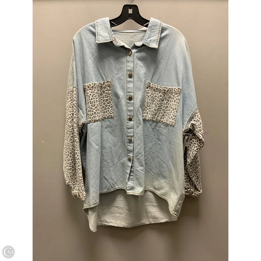 Jacket Shirt By Clothes Mentor In Blue Denim, Size: Xl