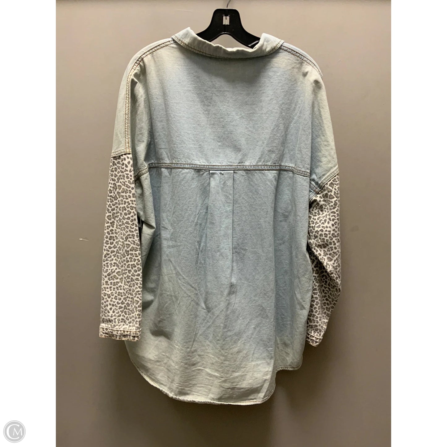 Jacket Shirt By Clothes Mentor In Blue Denim, Size: Xl