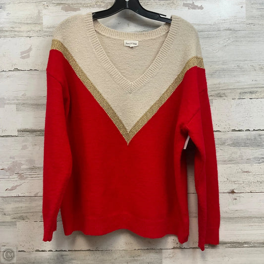 Sweater By Aaron & Amber In Red & Tan, Size: M