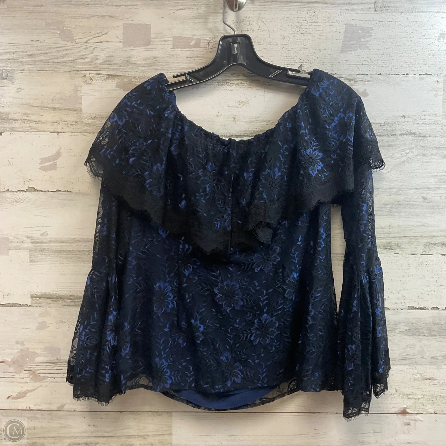 Top Long Sleeve By White House Black Market In Black & Blue, Size: S