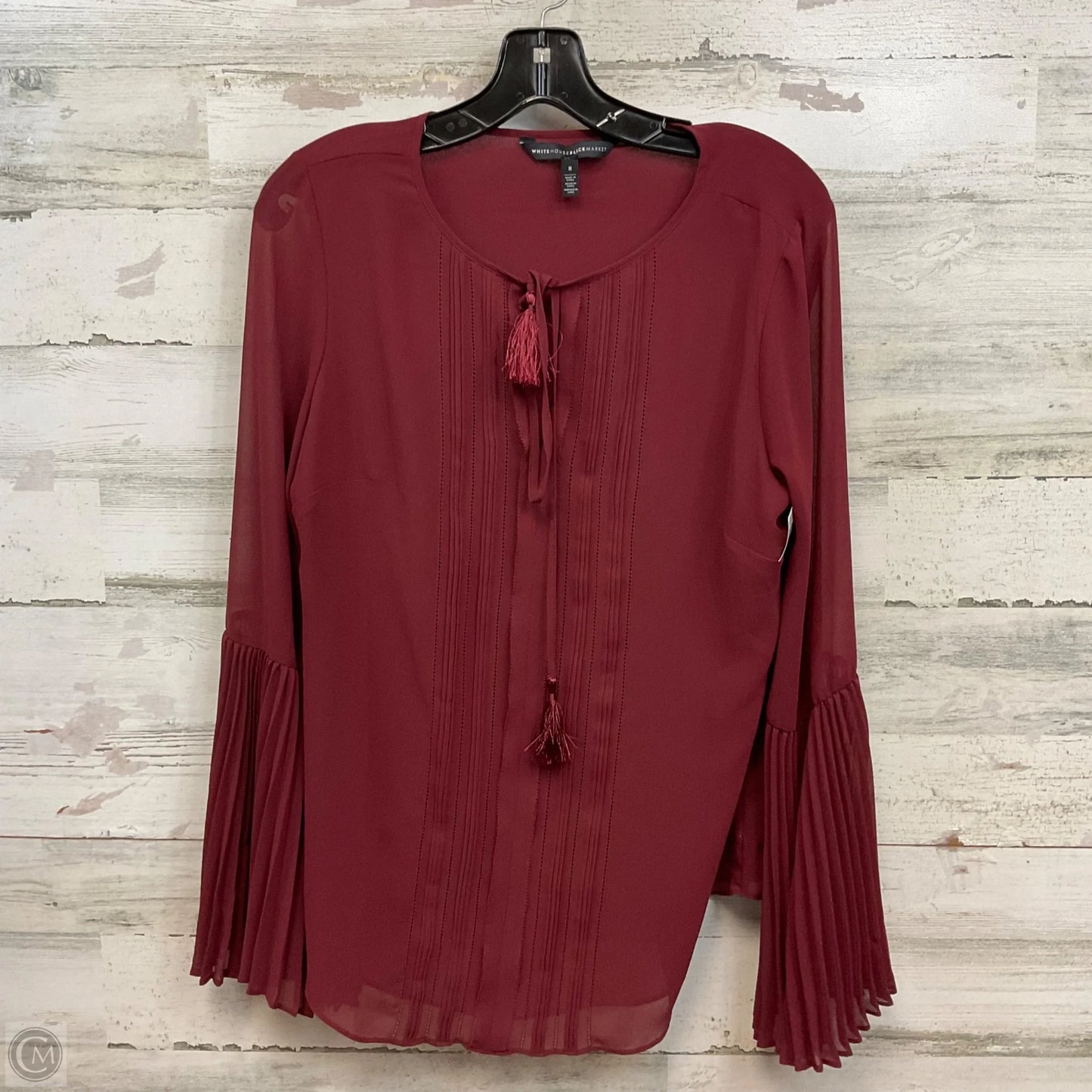 Top Long Sleeve By White House Black Market In Maroon, Size: M