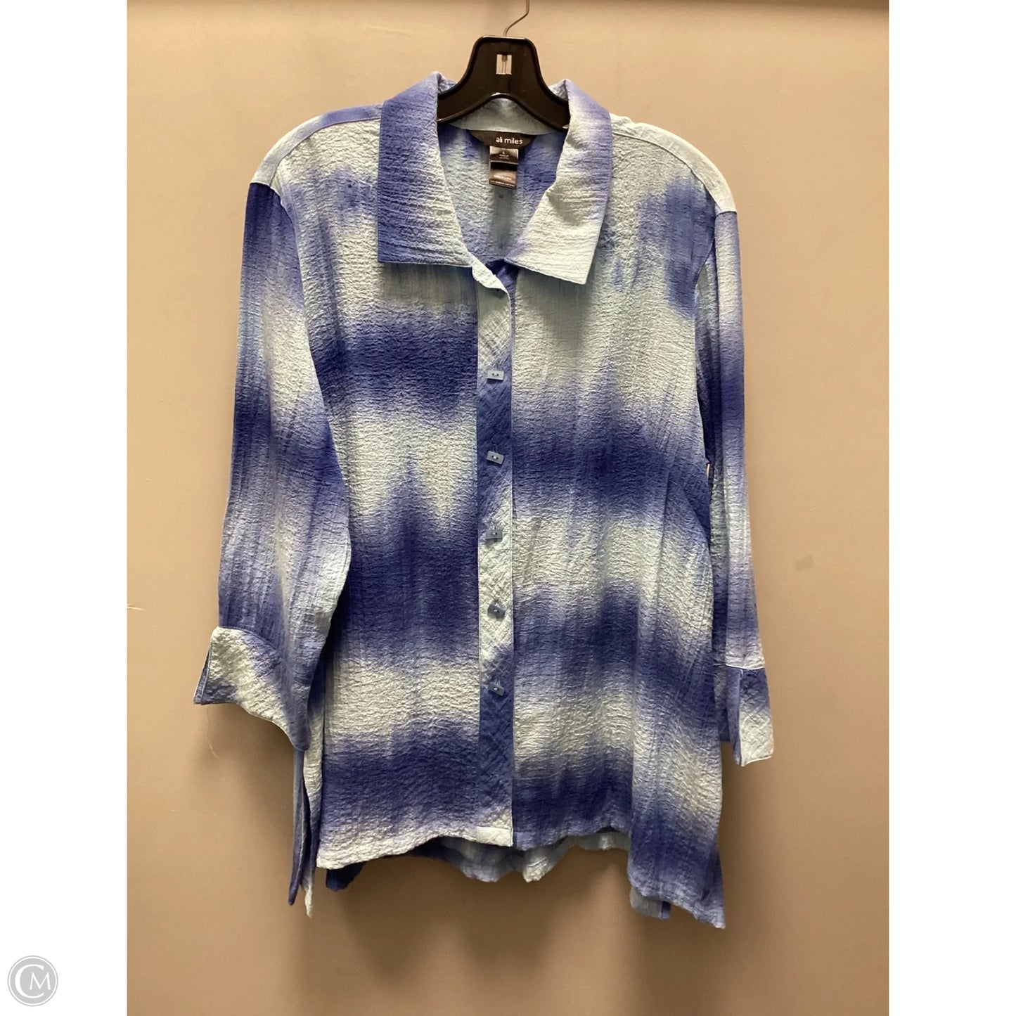 Blouse Long Sleeve By Ali Miles In Blue, Size: L