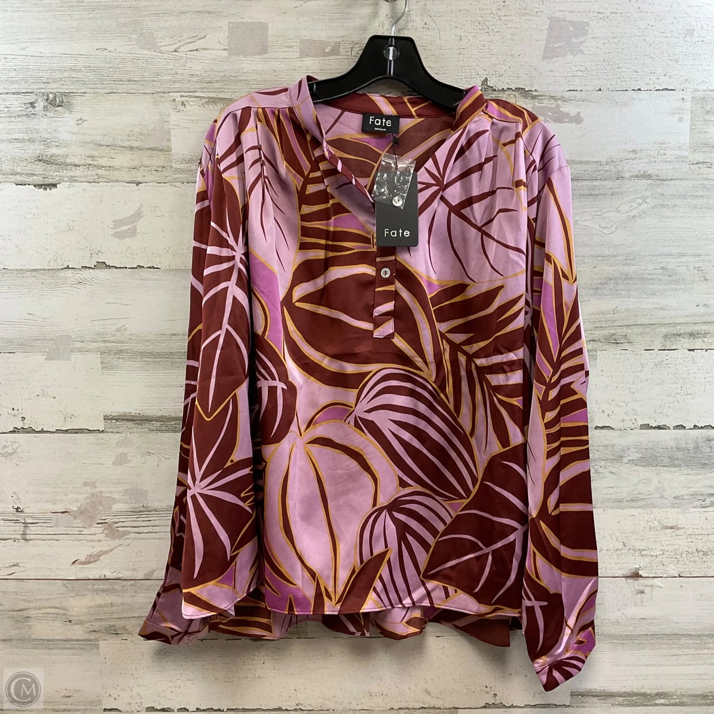 Blouse Long Sleeve By Fate In Pink, Size: M
