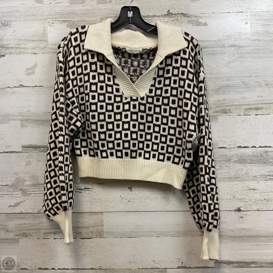 Sweater By Miss Love In Brown & Cream, Size: M