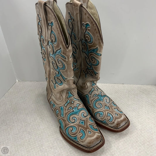 Boots Western By jb Dillion In Blue & Cream, Size: 7.5