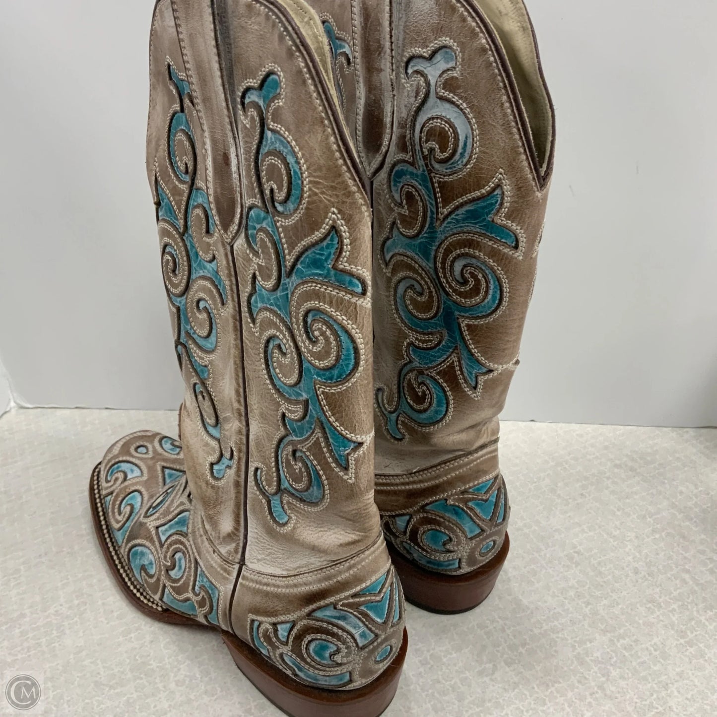 Boots Western By jb Dillion In Blue & Cream, Size: 7.5
