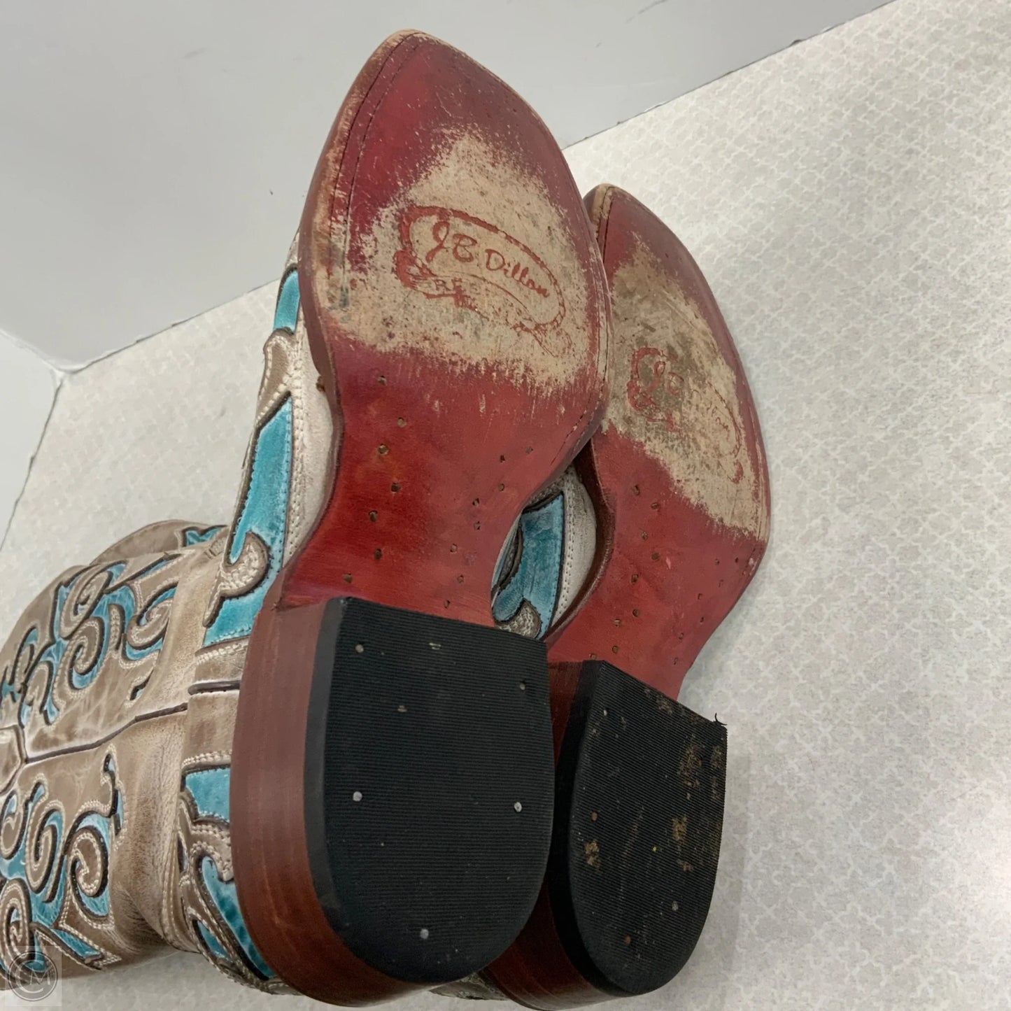 Boots Western By jb Dillion In Blue & Cream, Size: 7.5