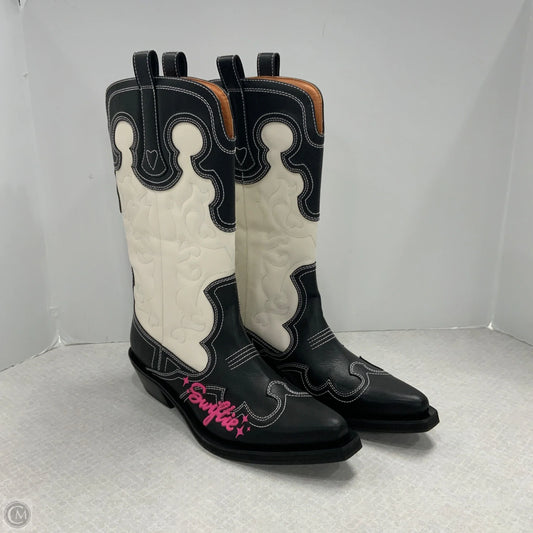 Boots Western By Ganni In Black & White, Size: 11