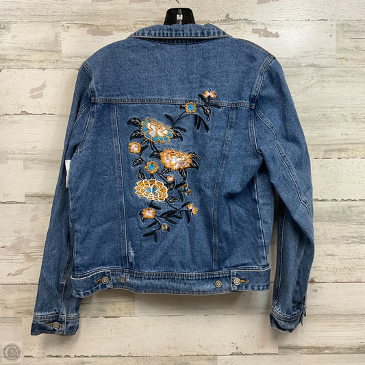 Jacket Denim By LUNIK In Blue Denim, Size: L