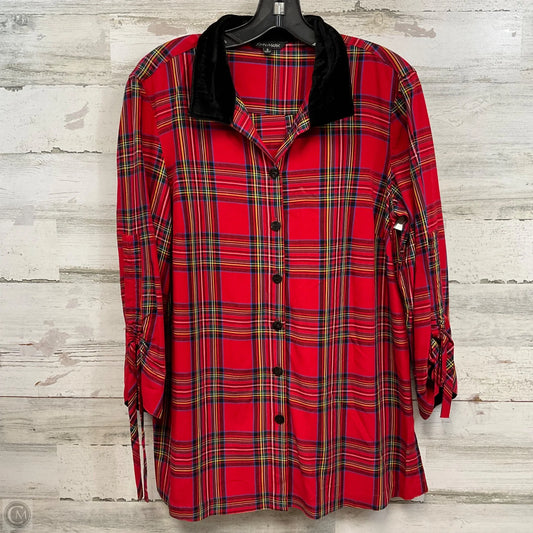 Blouse 3/4 Sleeve By John Mark In Red, Size: S