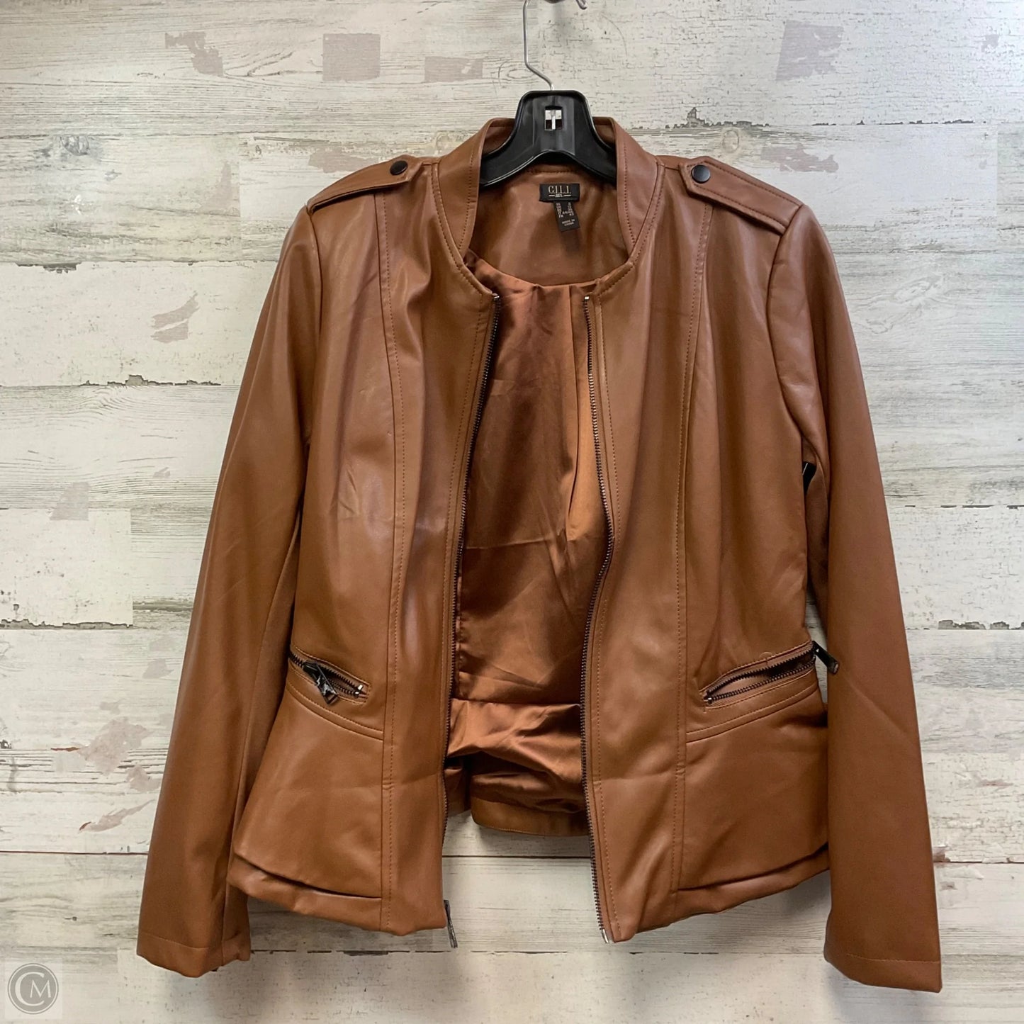 Jacket Moto By Gilli In Brown, Size: M