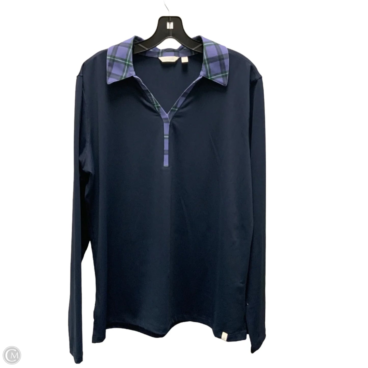 Athletic Top Long Sleeve Collar By Lady Hagen In Navy, Size: Xl