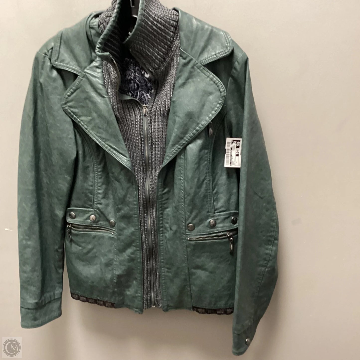 Jacket Moto By Clothes Mentor In Green, Size: M