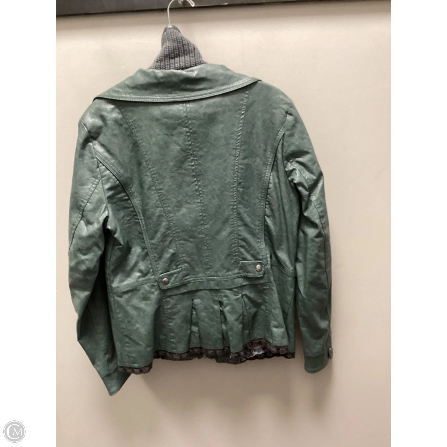 Jacket Moto By Clothes Mentor In Green, Size: M