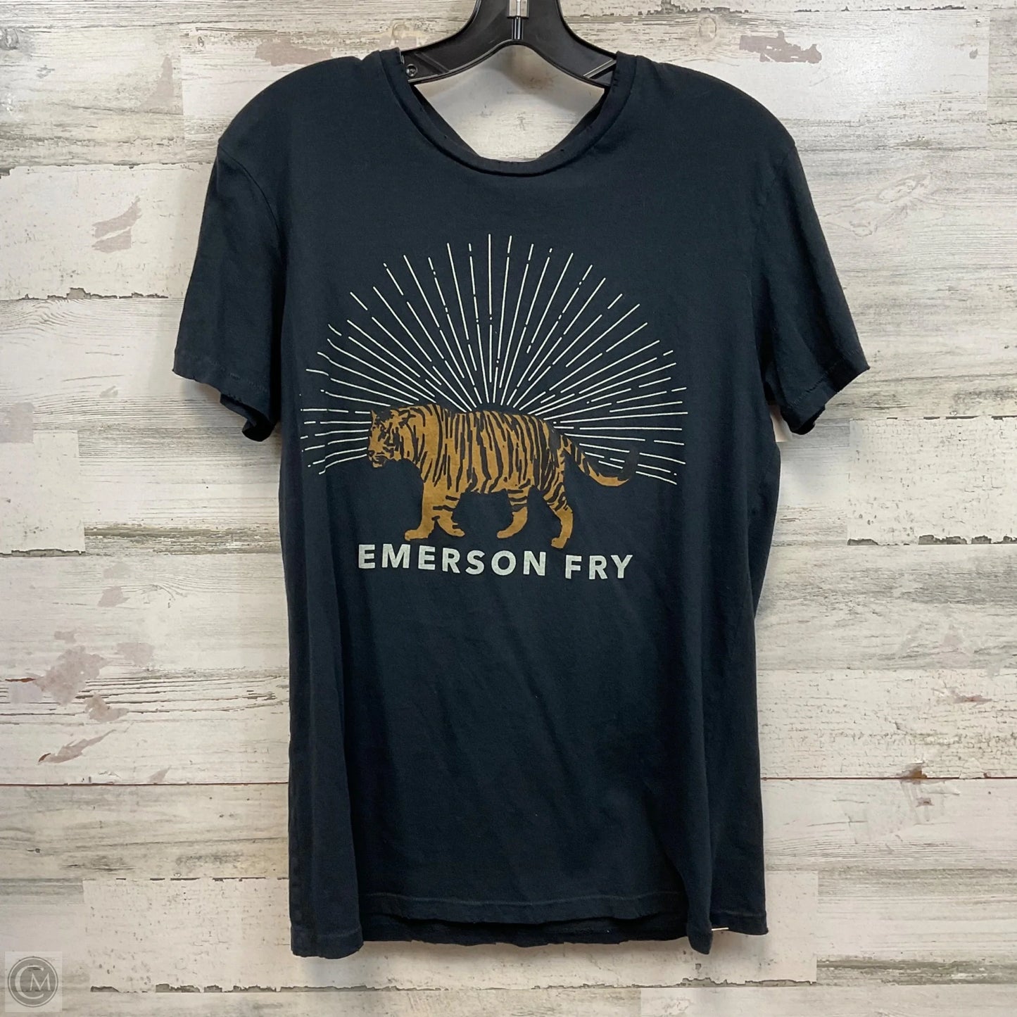 Top Short Sleeve By emerson fry In Black, Size: M