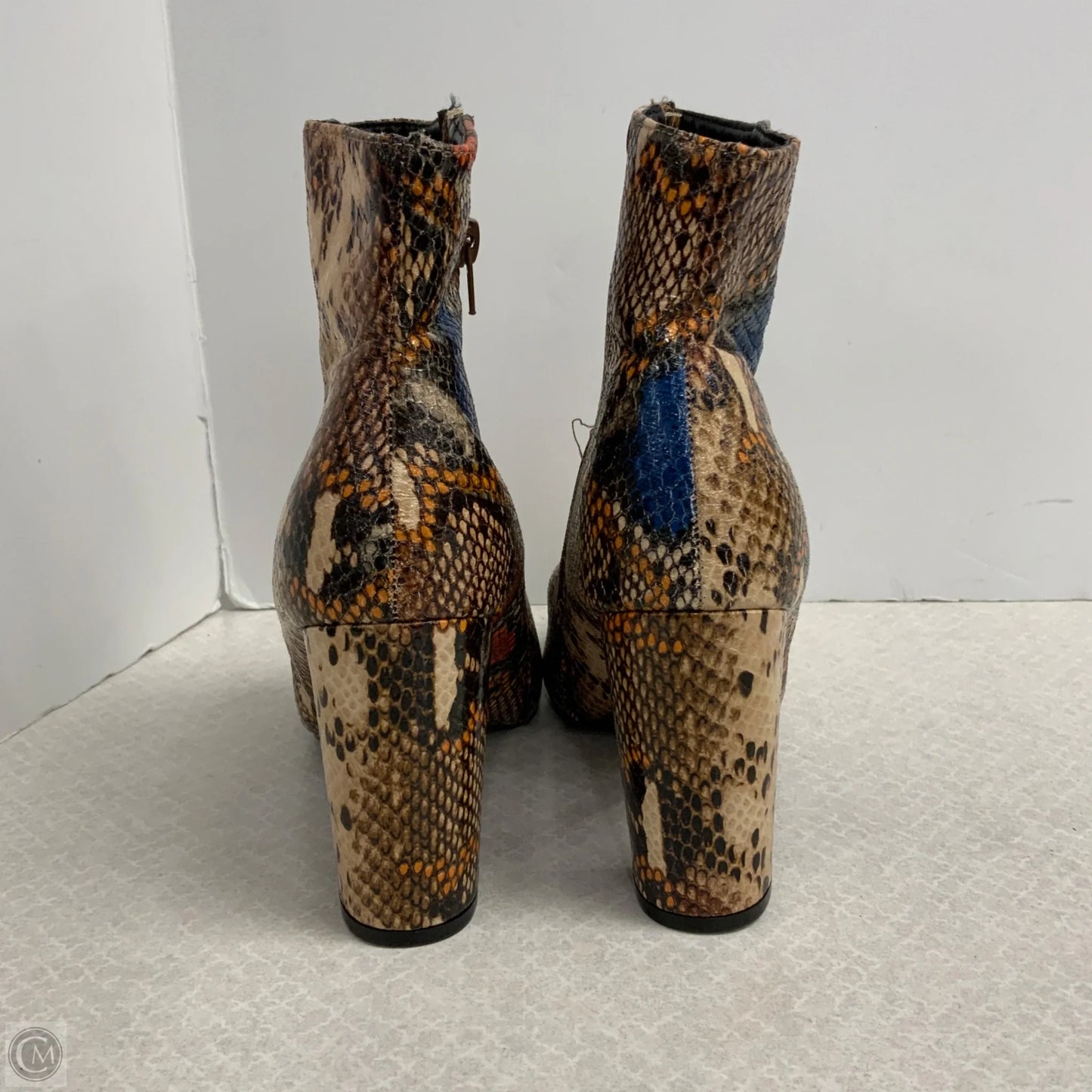 Boots Ankle Heels By Bamboo In Snakeskin Print, Size: 11