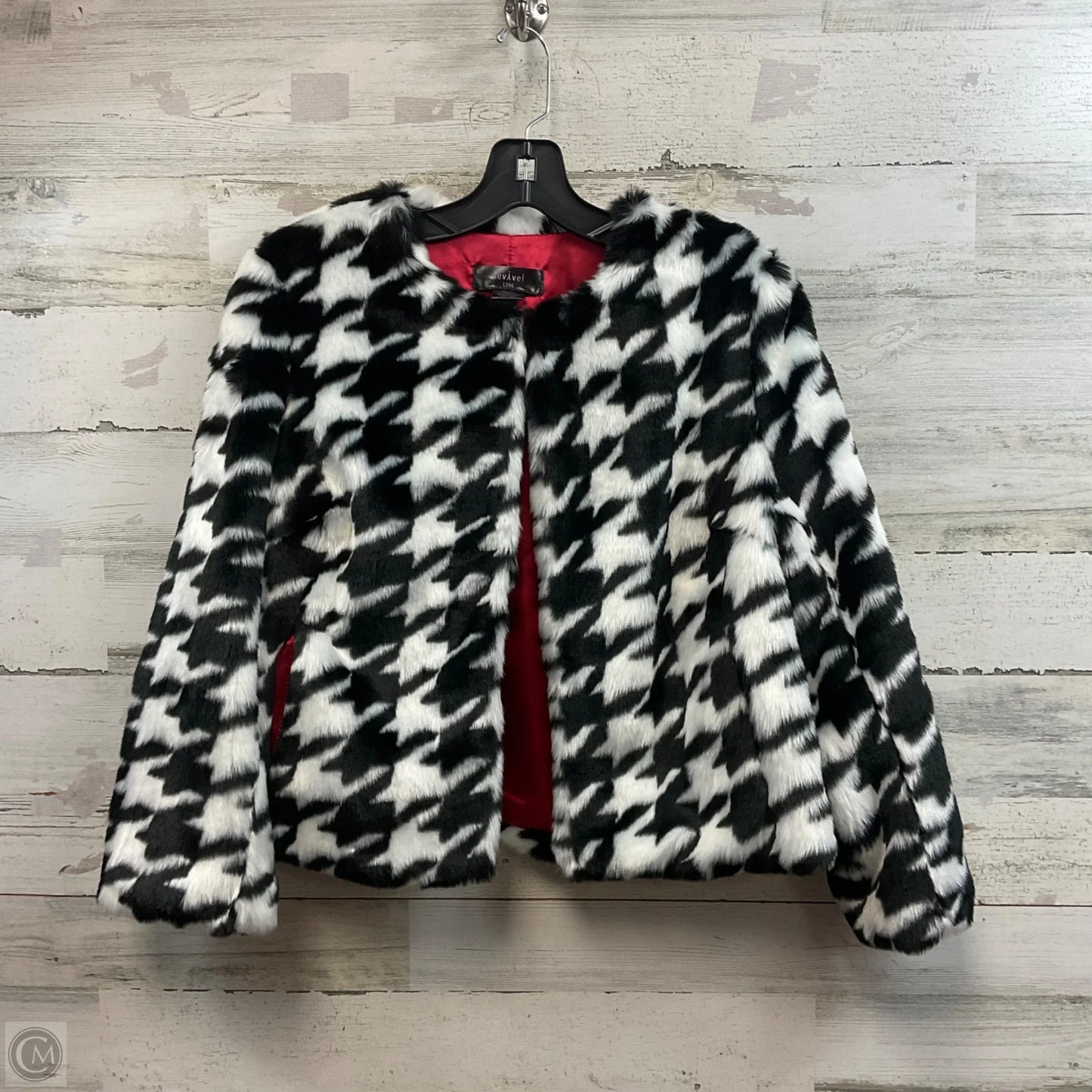 Jacket Faux Fur & Sherpa By LEVIVEL In Black & White, Size: S