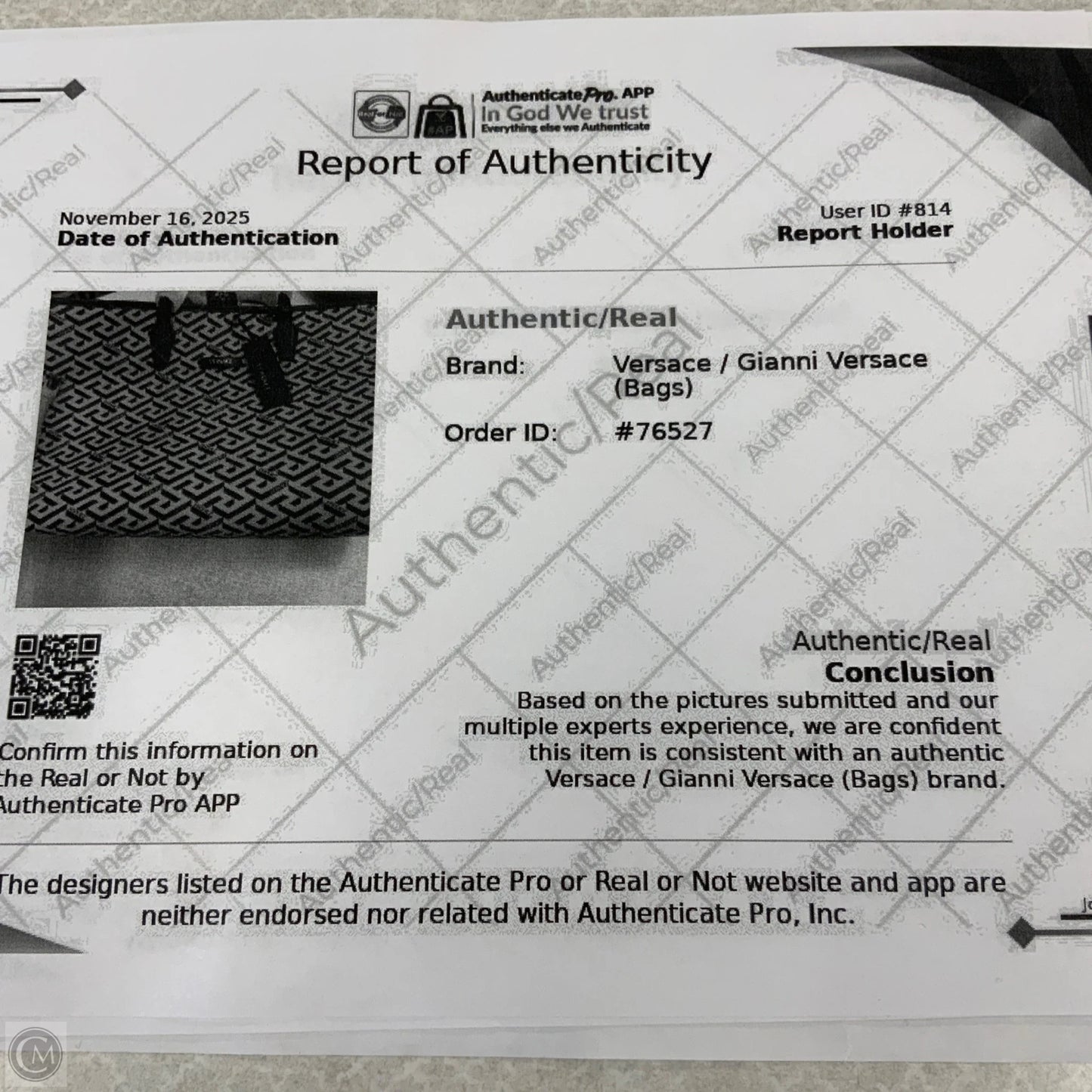 Tote Luxury Designer By Versace, Size: Large