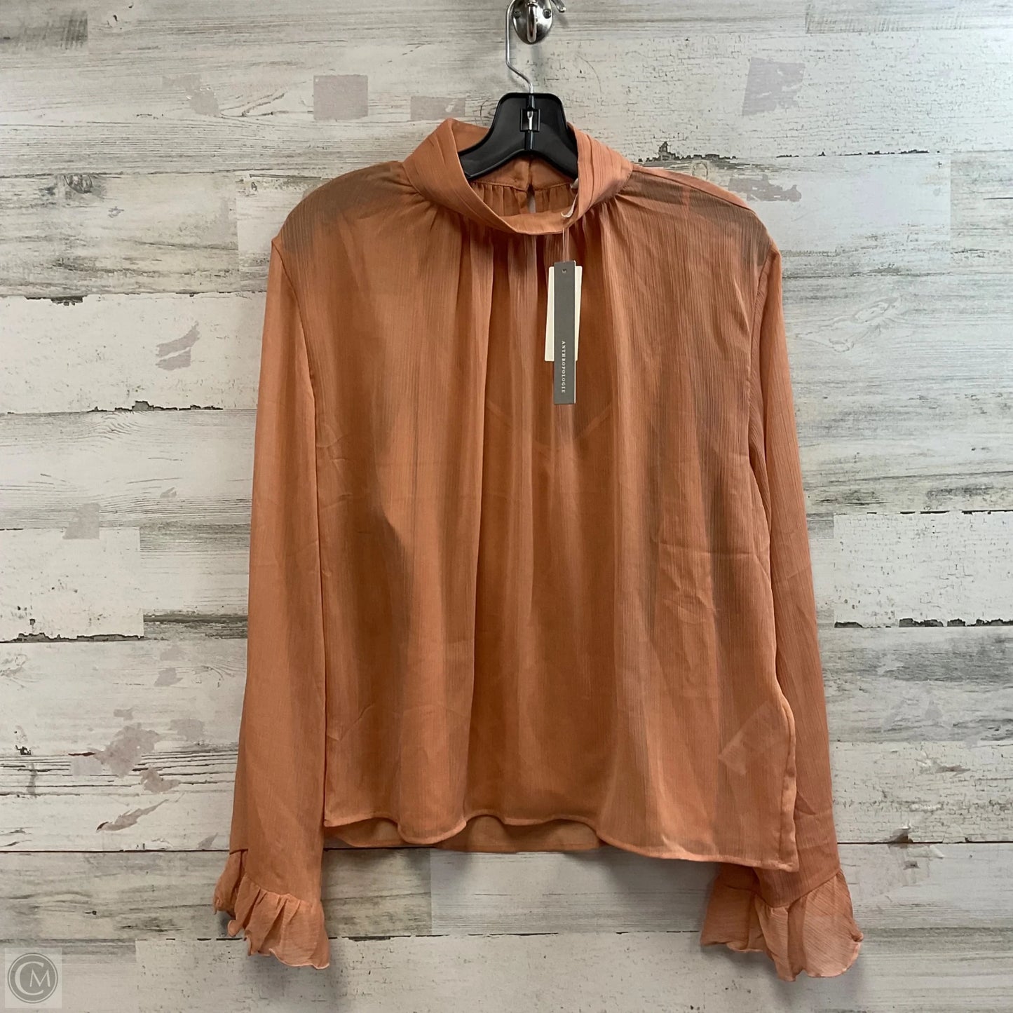 Blouse Long Sleeve By Anthropologie In Peach, Size: M