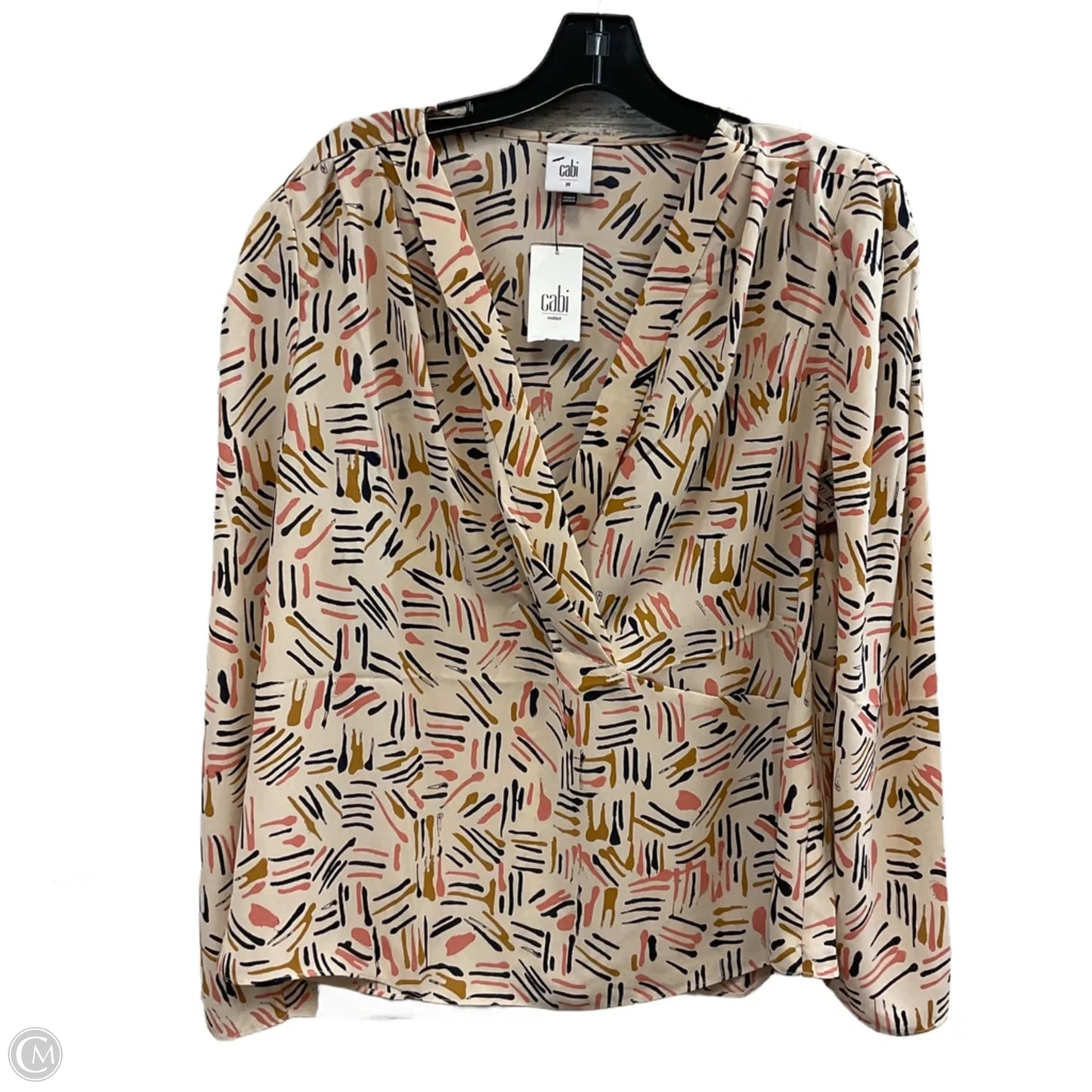 Blouse Long Sleeve By Cabi In Beige, Size: M