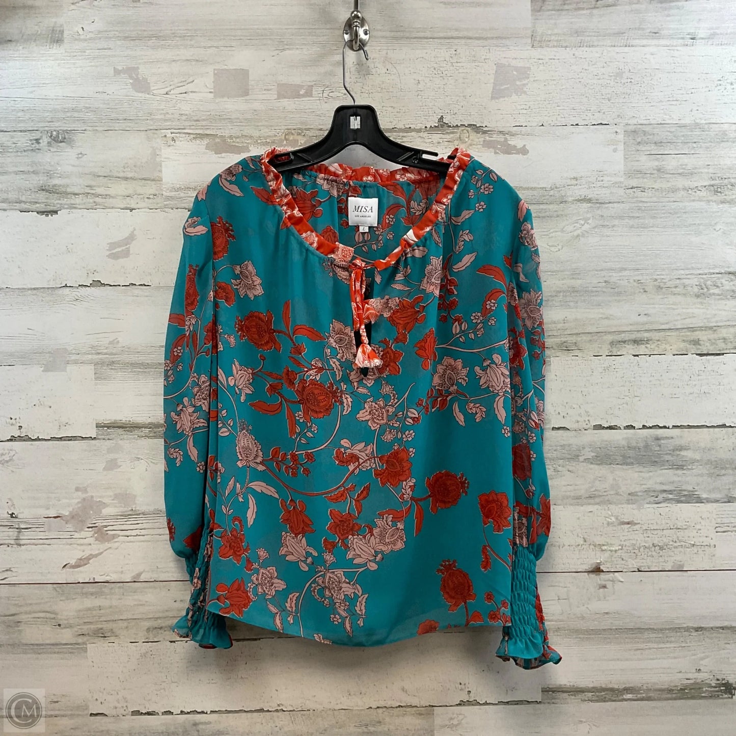 Blouse Designer By Misa In Teal, Size: L