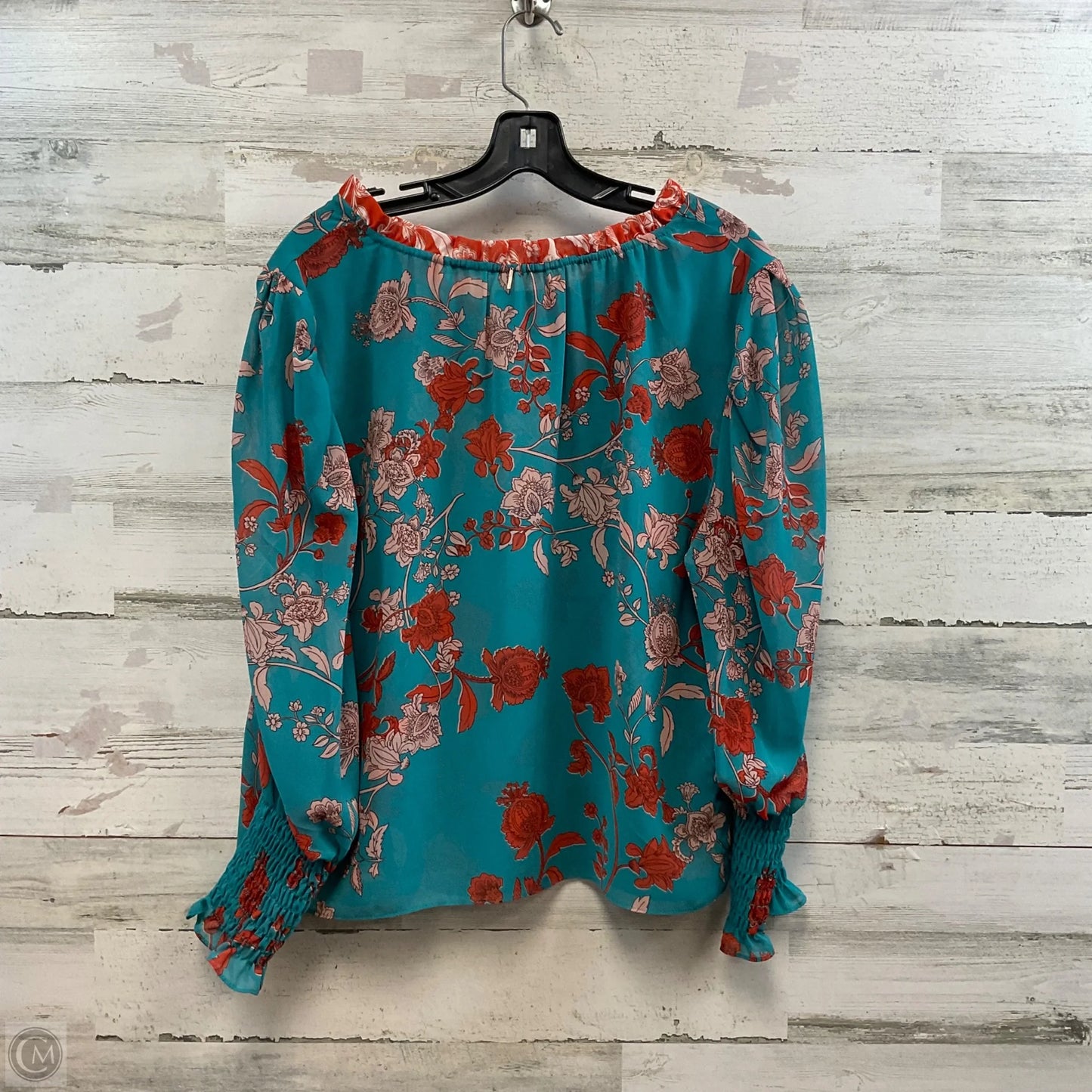 Blouse Designer By Misa In Teal, Size: L