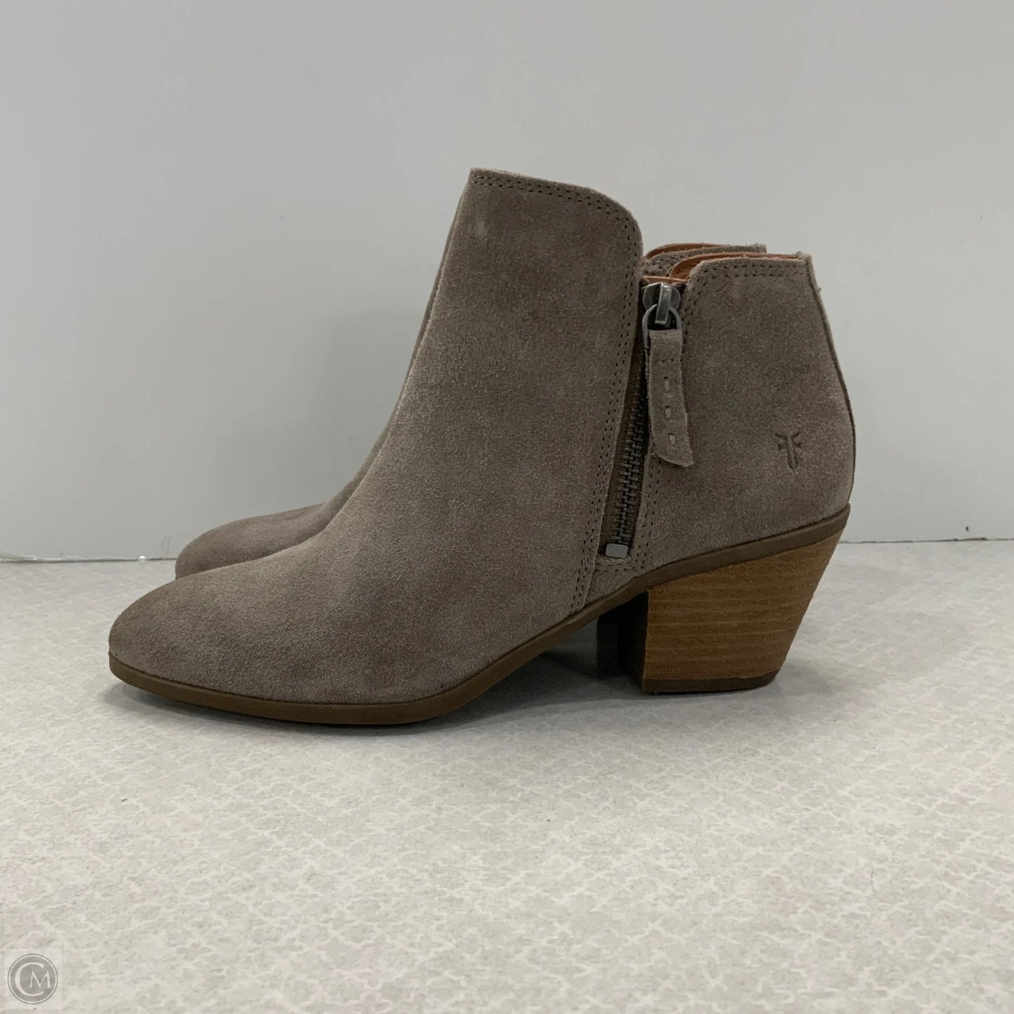 Boots Ankle Heels By Frye In Grey, Size: 6.5