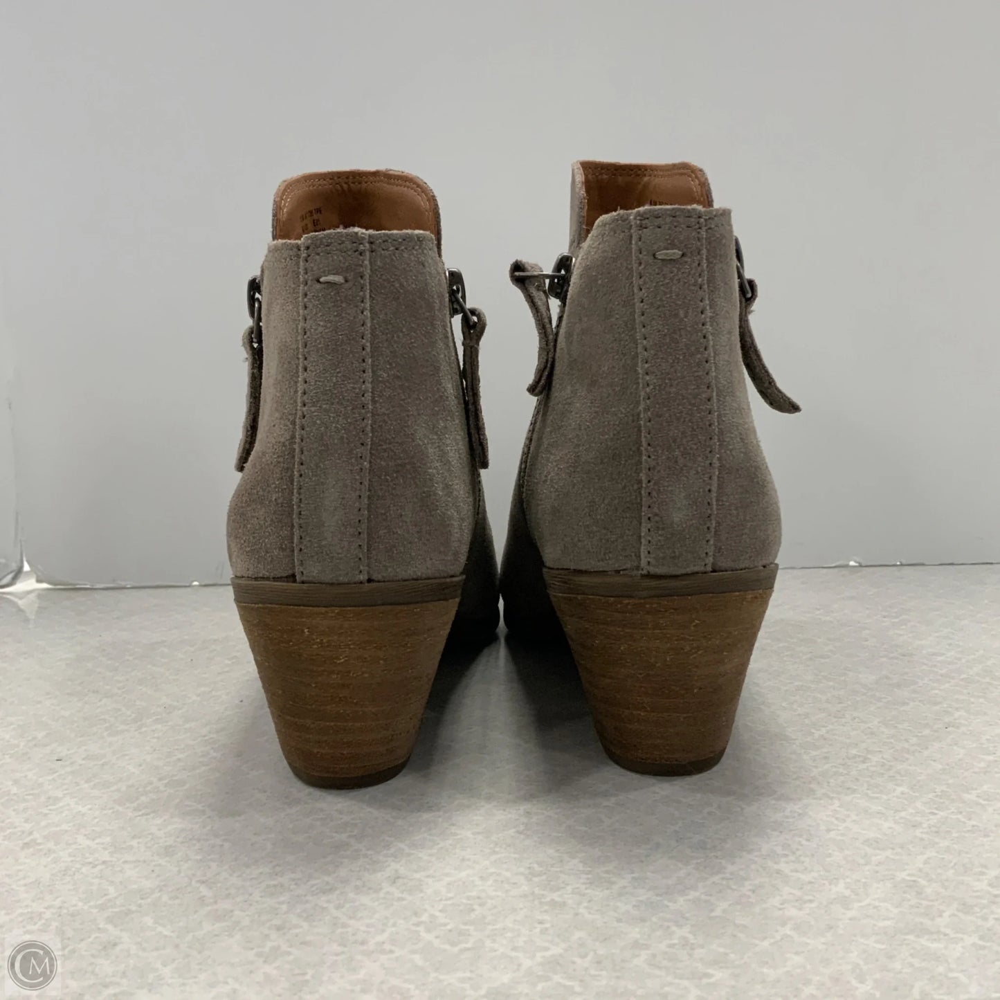 Boots Ankle Heels By Frye In Grey, Size: 6.5