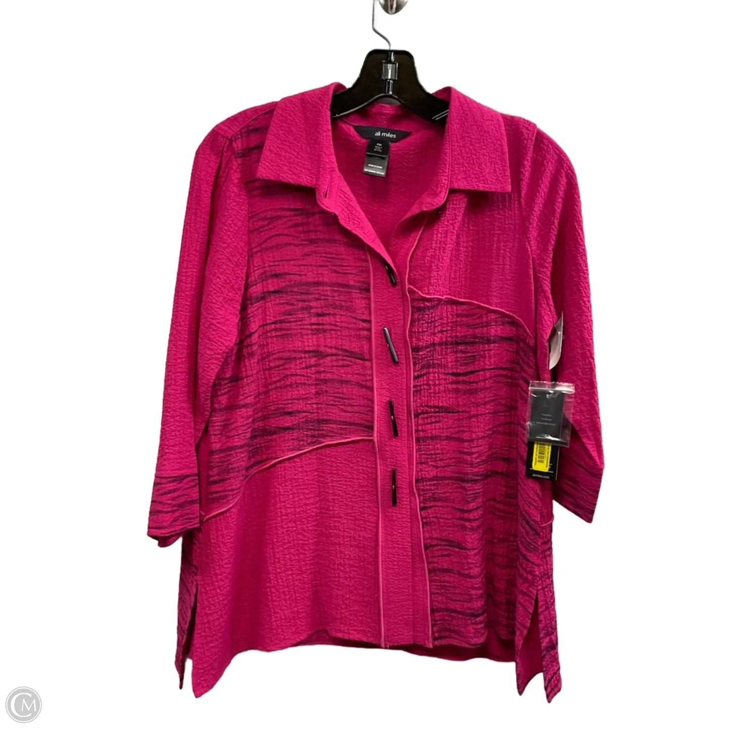 Blouse 3/4 Sleeve By Ali Miles In Pink, Size: Mp