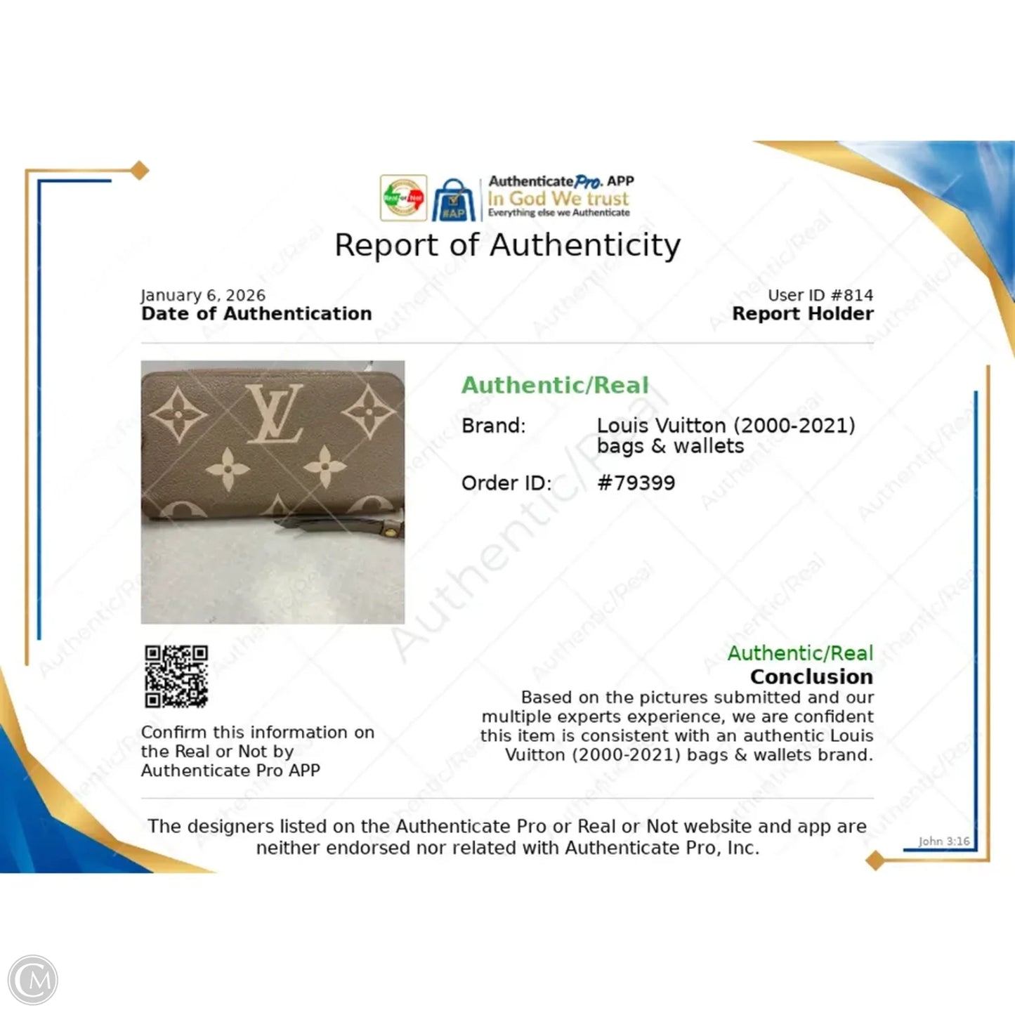 Wallet Luxury Designer By Louis Vuitton, Size: Large