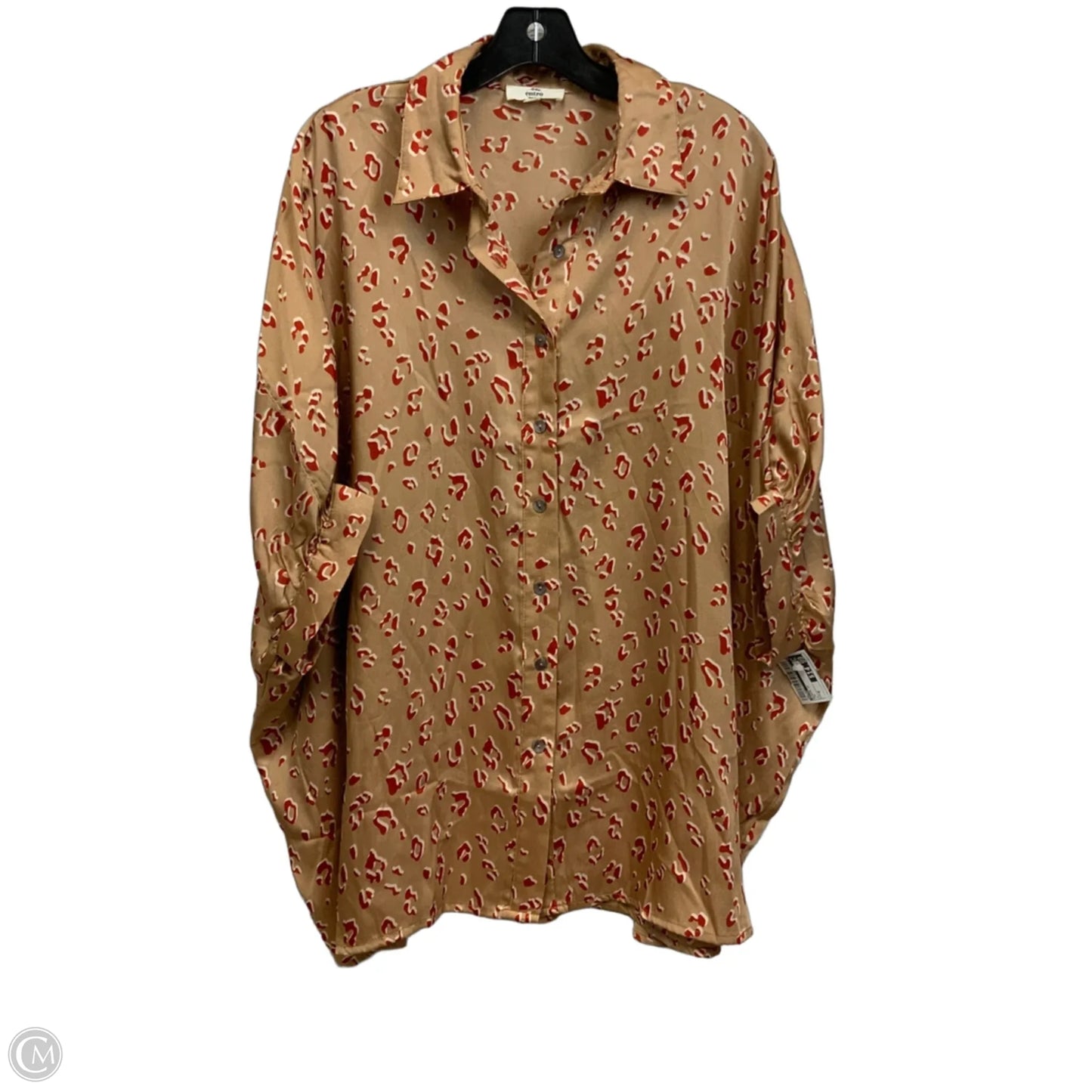 Blouse Short Sleeve By Entro In Tan, Size: M