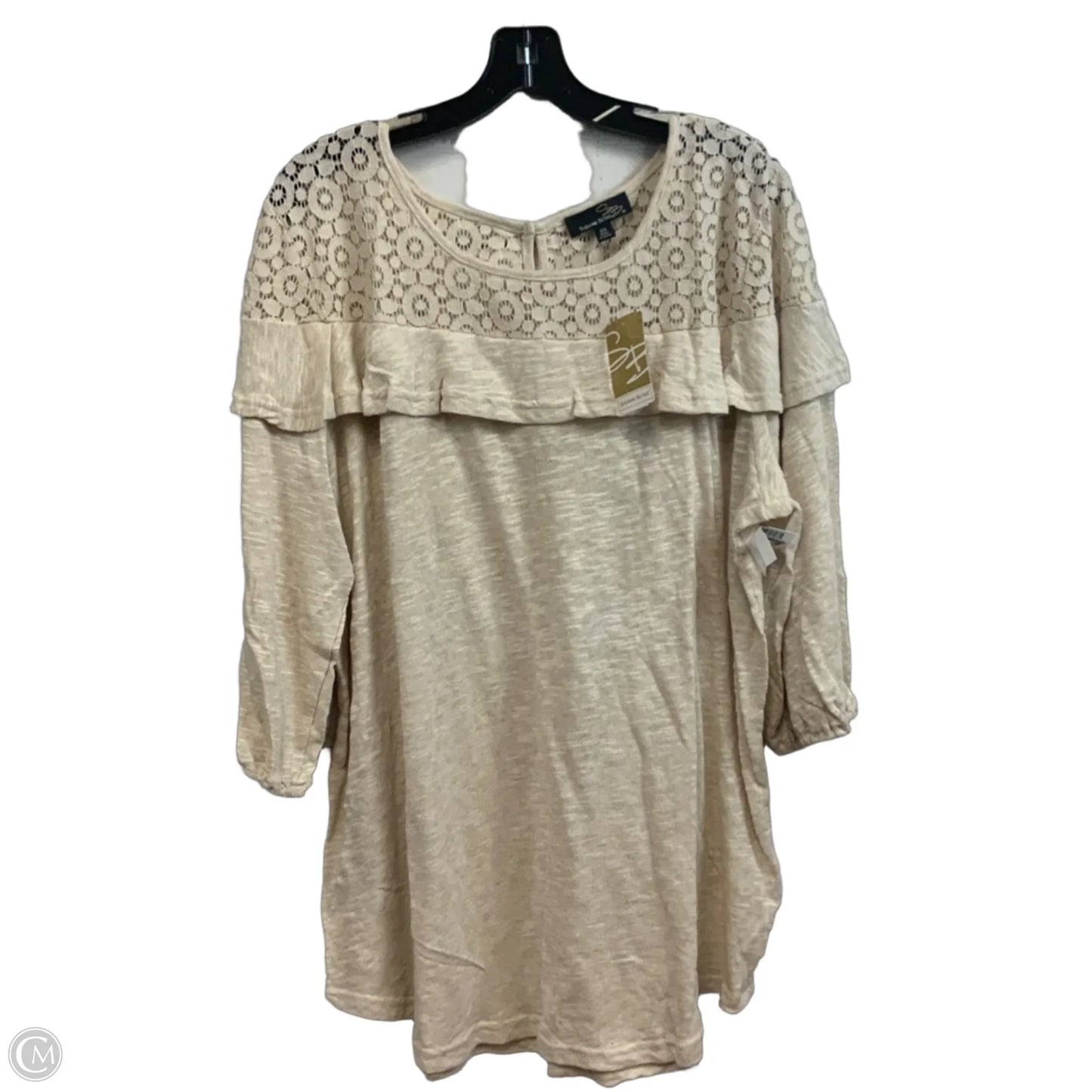 Top Long Sleeve Basic By Suzanne Betro In Tan, Size: 2x