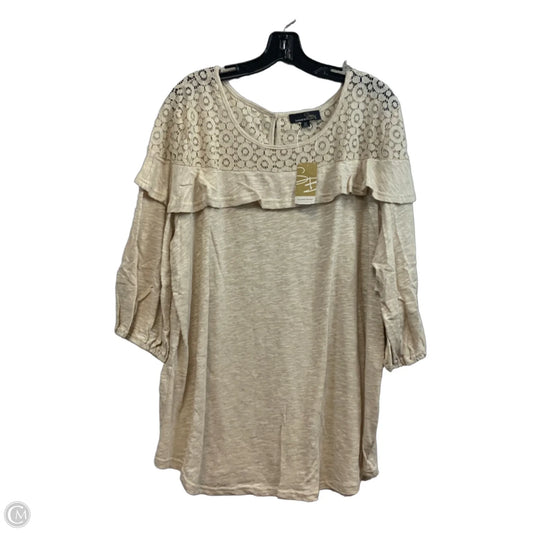 Top Long Sleeve Basic By Suzanne Betro In Tan, Size: 3x