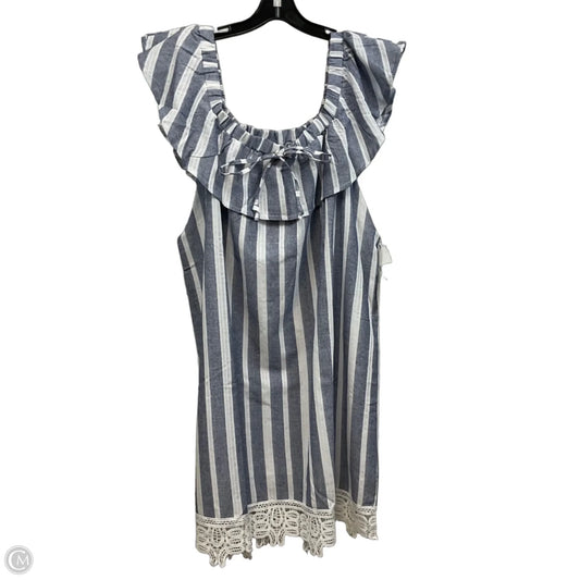Dress Casual Short By Go Coco In Blue & White, Size: 3x