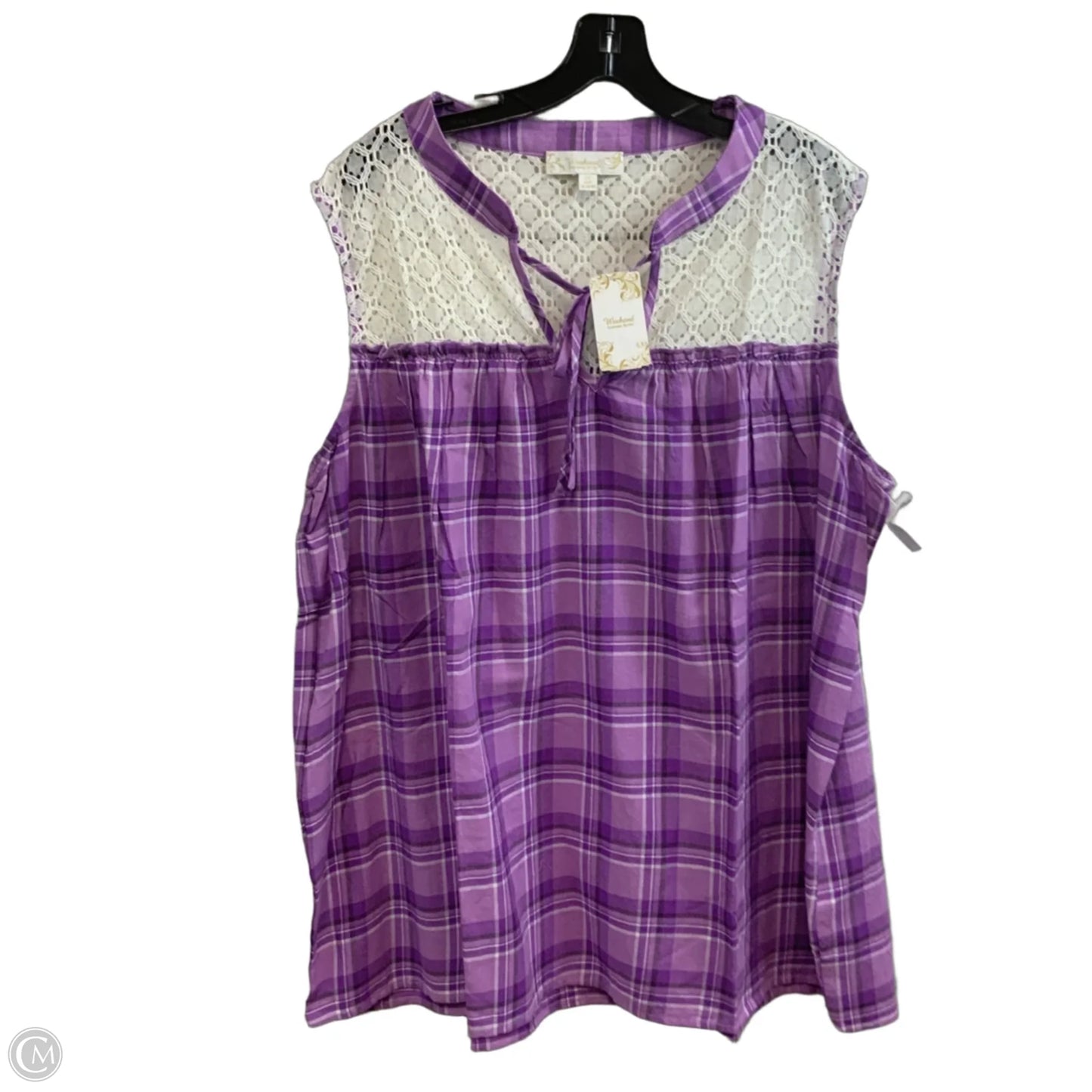Top Sleeveless By Suzanne Betro In Purple, Size: 2x