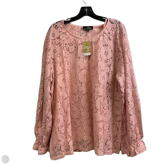 Top Long Sleeve By Suzanne Betro In Pink, Size: 2x