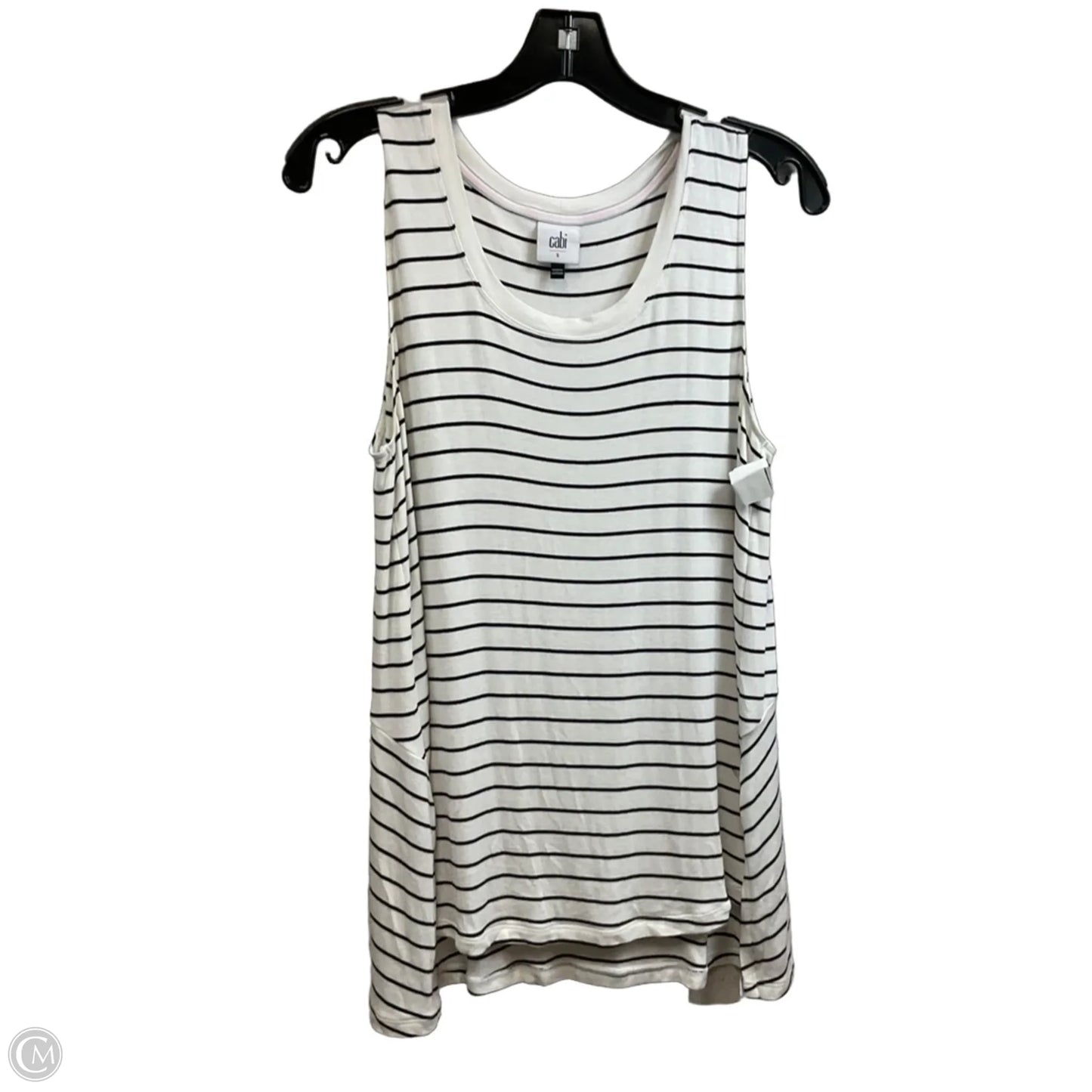 Top Sleeveless By Cabi In Black & White, Size: S