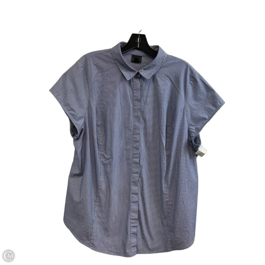 Blouse Short Sleeve By Worthington In Blue & White, Size: 2x