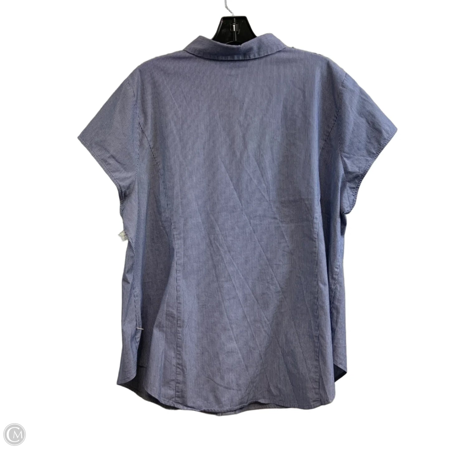 Blouse Short Sleeve By Worthington In Blue & White, Size: 2x