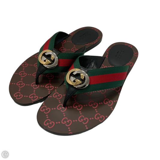 Sandals Luxury Designer By Gucci In Brown, Size: 8