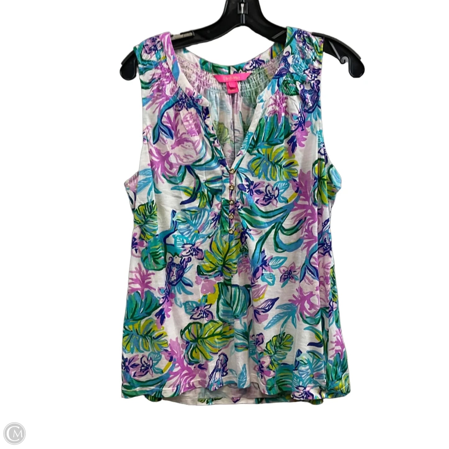 Top Sleeveless By Lilly Pulitzer In Green & Purple, Size: L