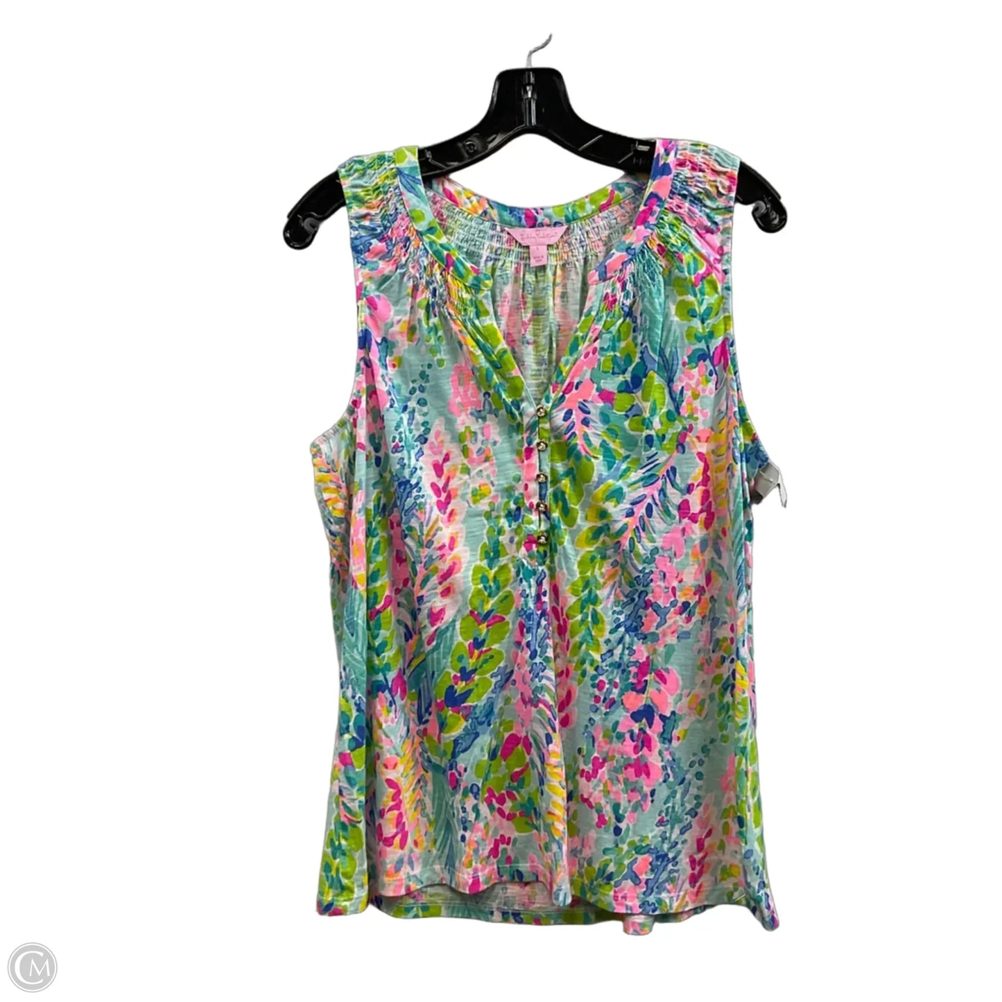 Top Sleeveless By Lilly Pulitzer In Green & Pink, Size: L
