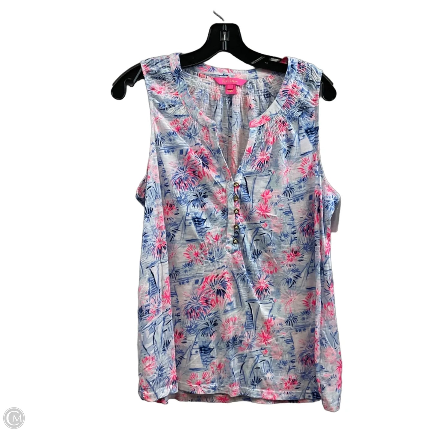 Top Sleeveless By Lilly Pulitzer In Blue & Pink, Size: L