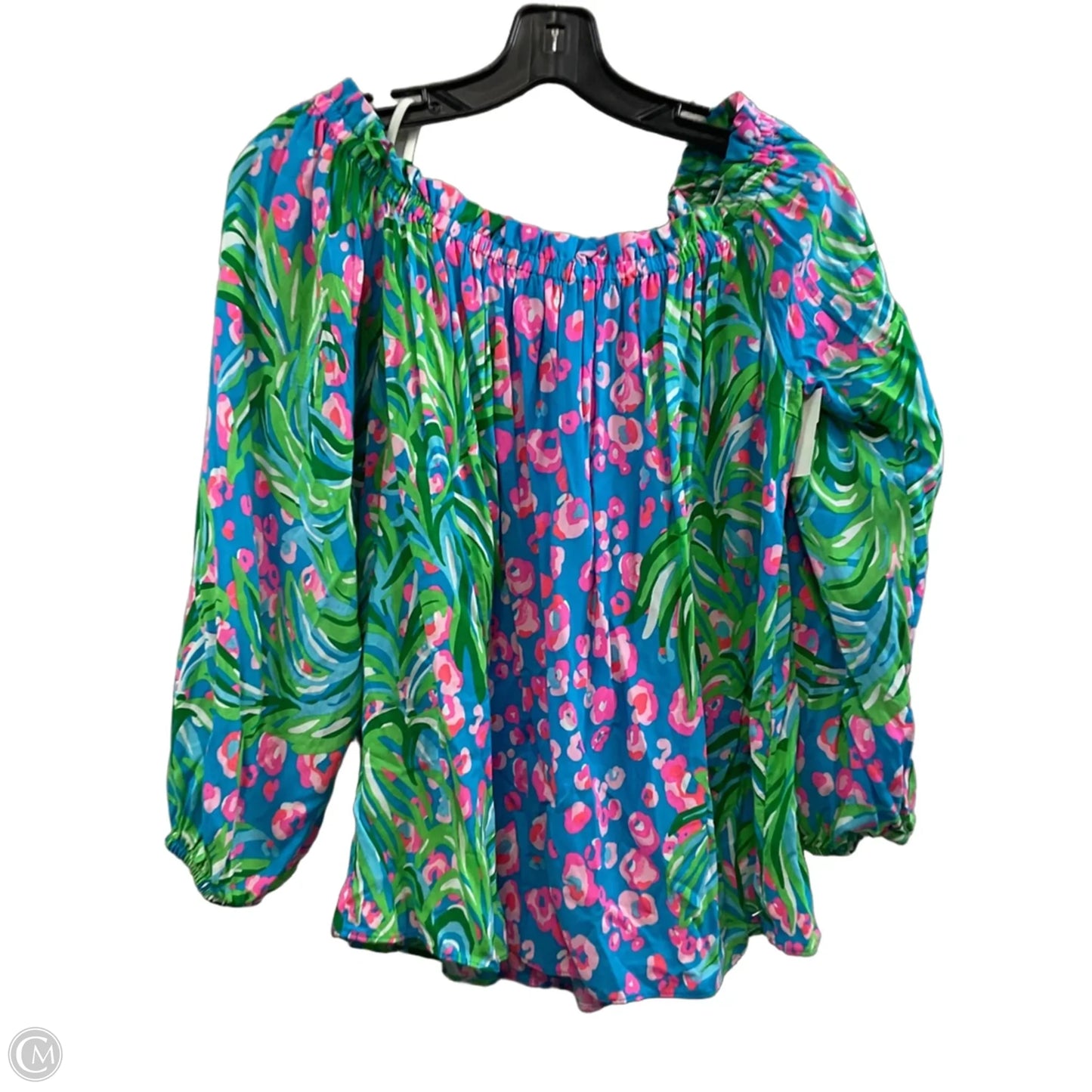 Blouse Long Sleeve By Lilly Pulitzer In Green & Pink, Size: M