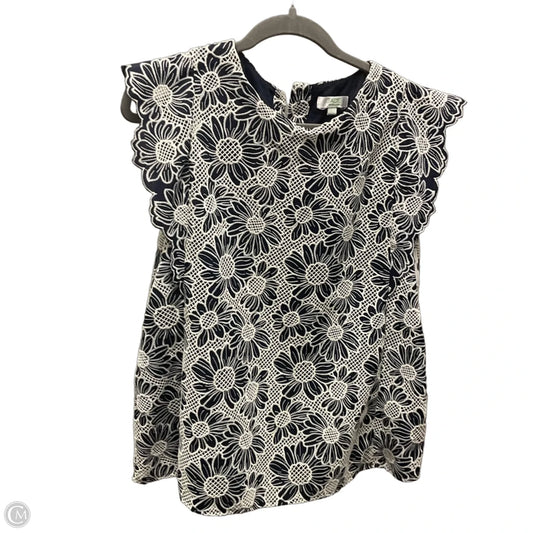 Blouse Short Sleeve By JADE MELODY TAM In Blue & White, Size: L