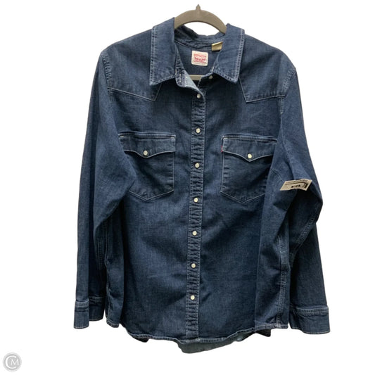Top Long Sleeve By Levis In Blue Denim, Size: 3x